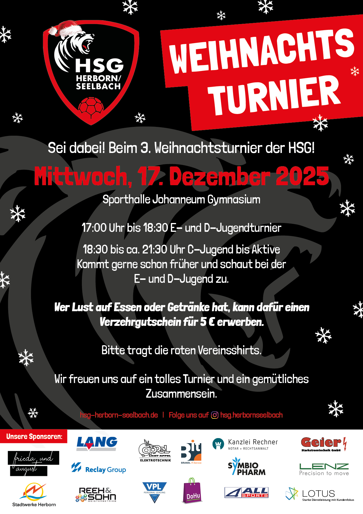 🎄 3. Weihnachtsturnier der HSG Herborn/Seelbach – Wir freuen uns auf euch!