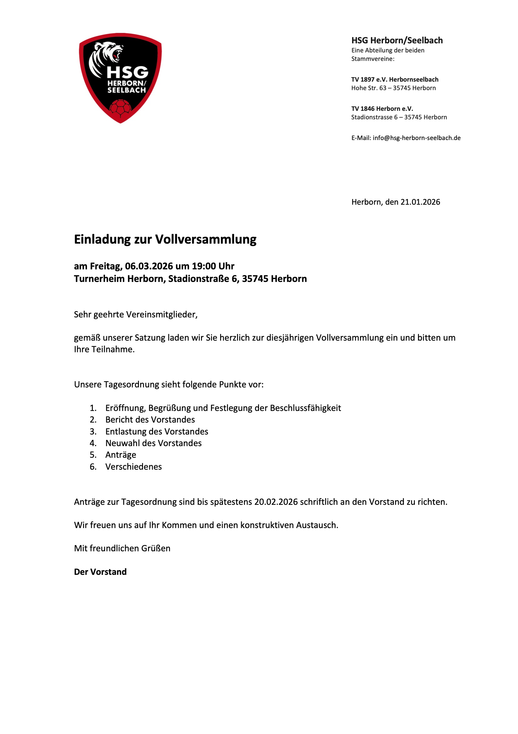 📅👥 Einladung zur Vollversammlung